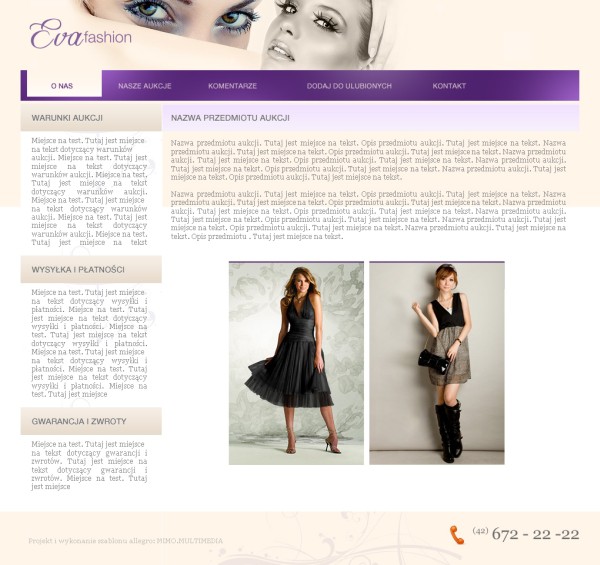 Projekty aukcji Allegro: wykonanie szablonu Allegro Eva Fashion