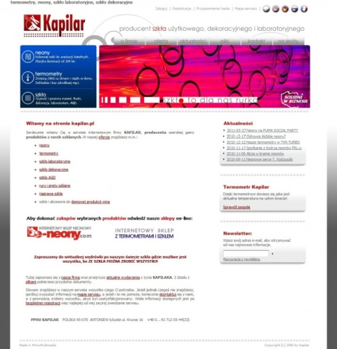 strona internetowa, szkło, neony, termometry - zobacz serwis