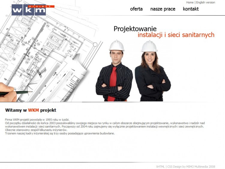Projekt i wykonanie strony internetowej dla firmy WKM Projekt