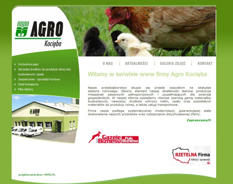 Projekt i wykonanie strony internetowej dla  firmy AGRO