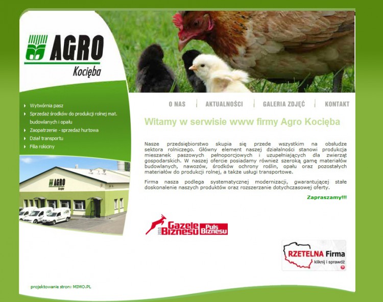 Projekt i wykonanie strony internetowej dla firmy AGRO